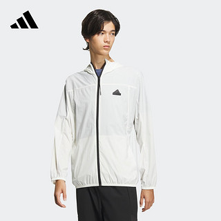 adidas城野共生抗风透湿疏水凉感UPF50+防晒衣男夏阿迪达斯轻运动 汉玉白 XS