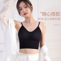 南极人U型美背小吊带背心夏内搭外穿带胸垫文胸打底性感春夏运动黑