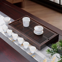 汉唐（hantang）家用功夫茶盘 排储两用大号实木茶台 大容量储水式茶托盘茶具套装 黑紫檀欢享+禅茶一味10件套