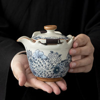 唐丰（TANGFENG）万花汝窑茶壶可养开片防烫陶瓷手抓壶家用国风泡茶壶单壶功夫茶具 万花行运手抓壶