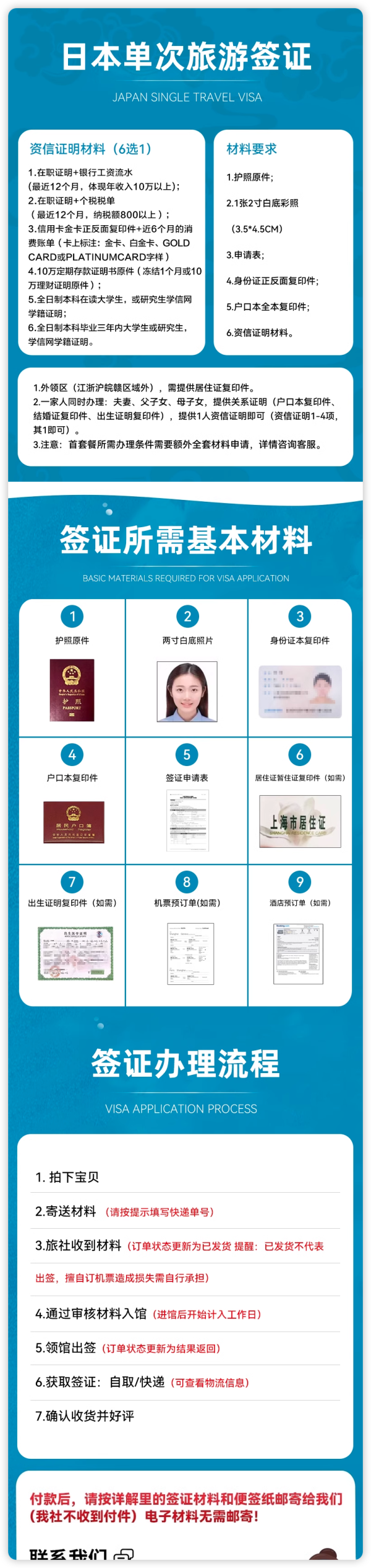 上海送签！日本·单次/三年多次/五年多次旅游签证·日本签证个人旅游电子