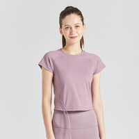 麒麟羊（Qilinyang）女夏季瑜伽服上衣短袖跑步形体运动速干房短袖 香芋紫 L 
