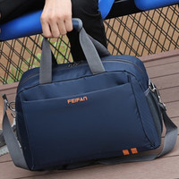 佳品优韩版手提旅行包防水大容量男运动包女长短途行李包单肩旅行袋 深蓝色 小号(长40*宽20*高25cm)