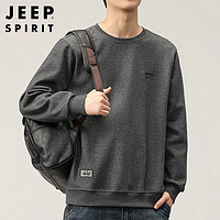 JEEP SPIRIT吉普卫衣男秋季韩版休闲长袖T恤男圆领男装 深灰 3XL  灰色