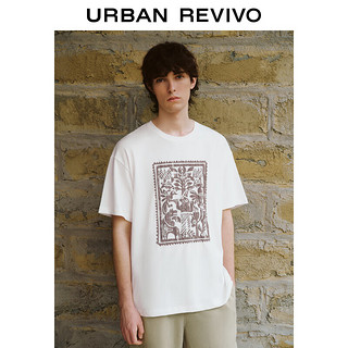 URBAN REVIVO UR2024夏季新款男装时尚休闲撞色印花棉质短袖T恤UML440061 本白 XS