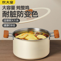 炊大皇汤锅家用304不锈钢无涂层加厚蒸锅双耳炖汤煲汤锅22cm 【陶瓷外壁】304不锈钢22cm