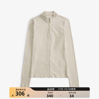 ABERCROMBIE & FITCH女装 24秋季简约通勤修身立领拉链开襟运动上衣KI139-4664 米色 L 165/104A