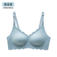 婧麒(JOYNCLEON)小贝壳哺乳内衣水纹舒适无痕薄款聚拢产后喂奶文胸 鎏金蓝 L