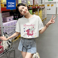 唐狮 TONLION2024女圆领前胸图案短袖T恤WP 本白 S