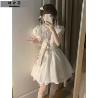 诗丹蕊日系甜美减龄初恋白色娃娃领连衣裙女夏季超仙公主蓬蓬裙 连衣裙 均码【可备注码数】