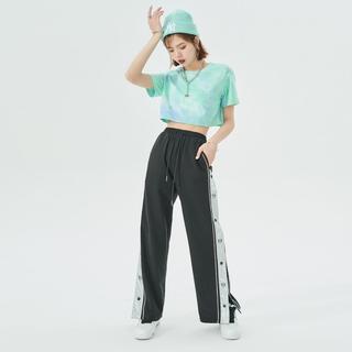 【福利款】夏季休闲可调节撞色趣味图案运动裤开叉卫裤女式休闲裤