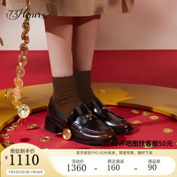 73Hours明星同款女鞋风笛乐章春秋季厚底牛皮英伦乐福鞋慢游鞋单鞋 擦色 40