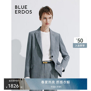 BLUE ERDOS西装外套西服女24早春通勤商务花灰色夹克B245J1011 中灰 165/84A/M