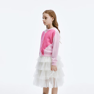 little MO&Co.亲子装 little moco童装24秋装新款女童羊毛混纺毛衣开衫爱心外套 柔粉色 110/52