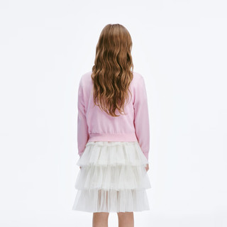 little MO&Co.亲子装 little moco童装24秋装新款女童羊毛混纺毛衣开衫爱心外套 柔粉色 110/52