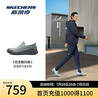 斯凯奇（Skechers）【范志毅同款】2024夏季男鞋透气高回弹轻质健步鞋216553 灰色/炭灰色/GYCC 39.5