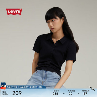 Levi's李维斯24早秋女士时尚修身气质休闲短袖针织衫 黑色 A9342-0000 L