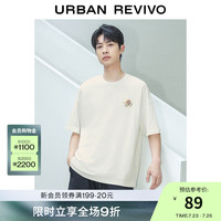 UR2024夏季男装趣味休闲萌宠刺绣棉质短袖T恤UMV440073 本白 L