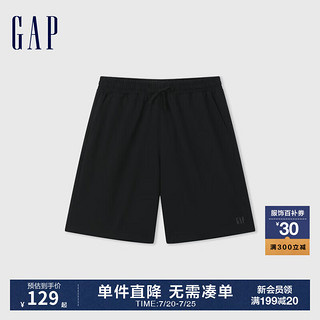 Gap 盖璞 男装2024夏季水洗棉直筒运动短裤简约百搭休闲裤A00803 黑色 185/96A(XXXL) 亚洲尺码