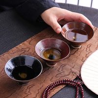 哲选 建盏大师级主人杯高档茶杯斗笠杯 彩金束口杯-龙