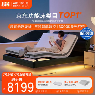 8H 智能床真皮电动床多功能可升降零重力双人悬浮床 1.8m绿+弹簧床垫