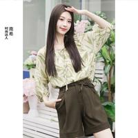 设计感肌理感印花气质打揽系带小上衣女2024夏装