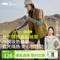 蕉下（beneunder）防晒袖套女夏季防晒手套防紫外线男女骑行护指防暴晒MP87624 深花灰 M