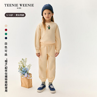 Teenie Weenie Kids小熊童装24秋季男女童罗纹领童趣刺绣卫衣 绿色 140cm