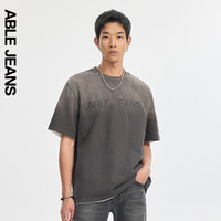ABLE JEANS【黄子弘凡同款】24秋季水洗渐变男装T恤宽松短袖男t恤 深铅灰 XS