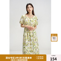 独束大码女装双色设计感镂空圆领连衣裙夏季微胖MM复古裙子 灿烂黄 2