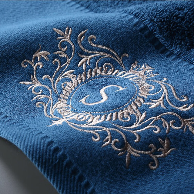 雪仑尔 五星级酒店毛巾全棉加厚柔软吸水面巾纯棉洗脸巾 2条装 孔雀蓝 1条 180g