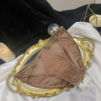 PEANOJEAN高贵典雅欧美宫廷贵族绸缎女士内裤细带冰丝刺绣蕾丝内裤K232 焦糖色 L