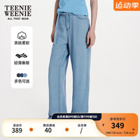 Teenie Weenie【莱赛尔】小熊牛仔裤2024年夏季休闲直筒阔腿牛仔裤长裤 浅蓝色 160/S