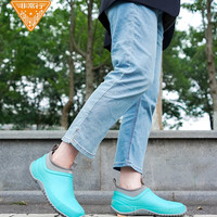 非常行牛勃朗透气雨鞋橡胶水鞋女士短筒防水防滑低帮雨靴套鞋洗车胶鞋 蓝色 40