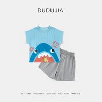 DUDUJIA嘟嘟家宝宝运动套装夏季女童短袖短裤两件套男童夏装薄款洋气童装