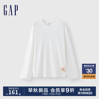 Gap女装2024初秋新款拼布logo丝光汗布长袖针织衫百搭上衣637609 黑色 155/76A(XS)亚洲尺码
