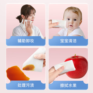 棉柔世家（FulCotton）悬挂式洗脸巾 500g大容量抽取一次性加大加厚珍珠纹干湿卸妆擦洗 【粉粉兔】100抽* 2包