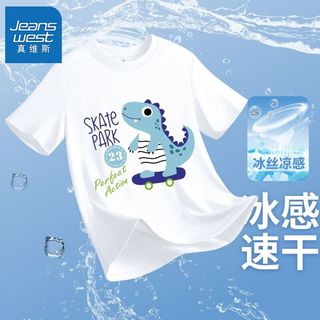 真维斯儿童速干t恤夏装男孩冰丝半袖男童运动短袖网眼上衣潮 【单件dh轻s薄s】pg81 110