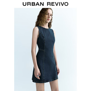 URBAN REVIVO 女士时髦复古收腰背心式牛仔连衣裙 UWU840101 蓝色 L
