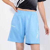 浦锐羽毛球衣服套装女短裤裙速干短袖大赛乒乓球网球服t恤套装文化衫 浅蓝色 XL