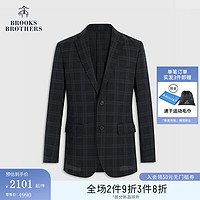 布克兄弟（BrooksBrothers）男士24春夏舒适网眼暗格纹休闲西装外套 9003-黑底藏蓝格纹 M