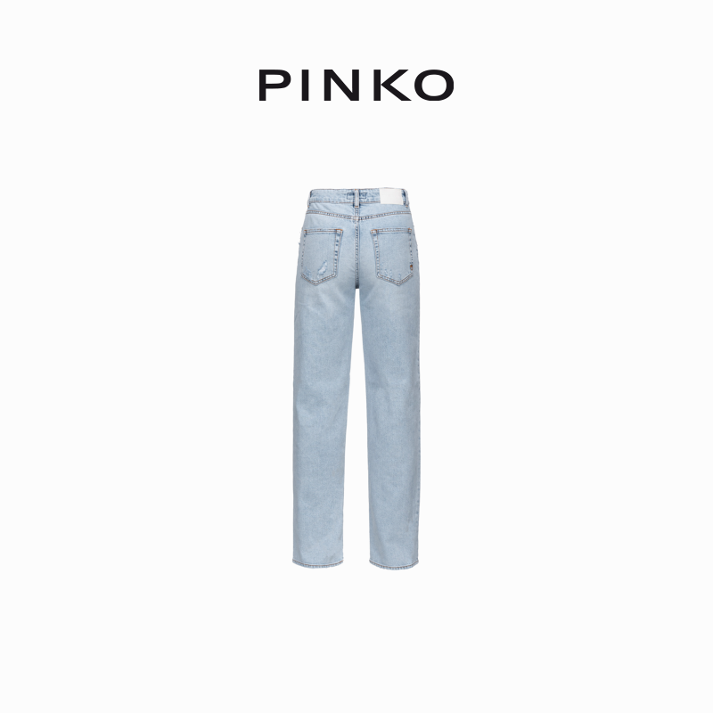 PINKO 破洞直筒牛仔裤100218A0FK