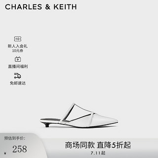 CHARLES&KEITH24夏法式气质尖头平底穆勒拖鞋女CK1-71720071 White白色 38