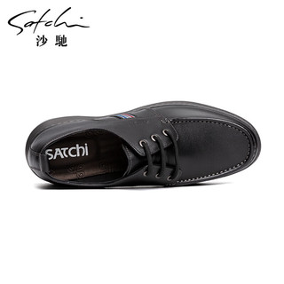 沙驰（SATCHI）男鞋 百搭休闲鞋男士休闲皮鞋小黑鞋户外鞋  402322259Z 黑色 4