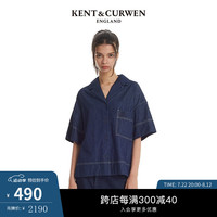 KENT&CURWEN 肯迪文 KC夏季玫瑰刺绣纯棉休闲牛仔衬衫女K4766W0031 中蓝 S