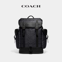 COACH/蔻驰男士经典标志帆布HITCH双肩包旅行背包大容量户外休闲 炭黑色