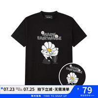 马克华菲【纯棉T恤】24夏季男士款趣味小雏菊印花短袖T恤圆领休闲上衣 黑色 XL