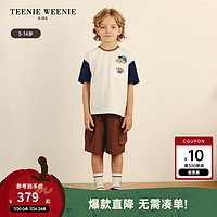 Teenie Weenie Kids小熊童装24夏季男童印花宽松撞色短袖T恤 象牙白 110cm