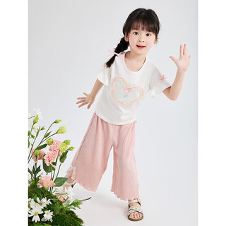 笛莎（DEESHA）笛莎童装女童休闲时尚T恤2024夏季中大童花之蝴蝶木耳边圆领T恤