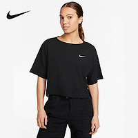 NIKE 耐克 Sportswear 女子罗纹针织短袖上衣柔软舒适黑DV7871-010